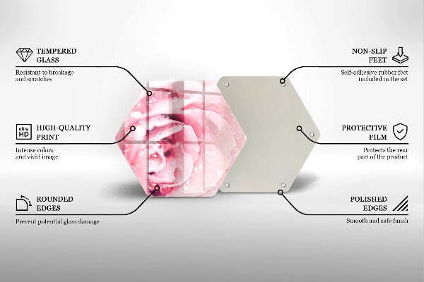 Tocător sticlă Picături de rouă și floare de trandafir