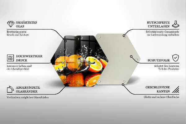 Tocător sticlă Fructe portocale suculente