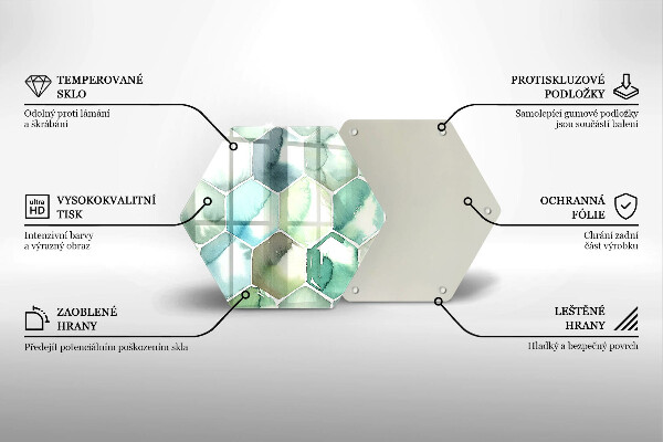Tocător sticlă Hexagoane acuarele