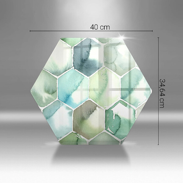 Tocător sticlă Hexagoane acuarele
