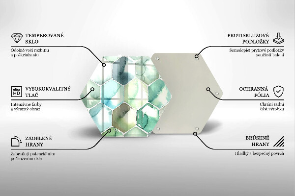 Tocător sticlă Hexagoane acuarele