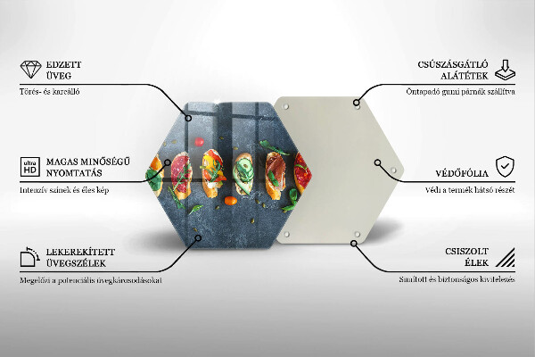 Tocător sticlă Sandvișuri colorate