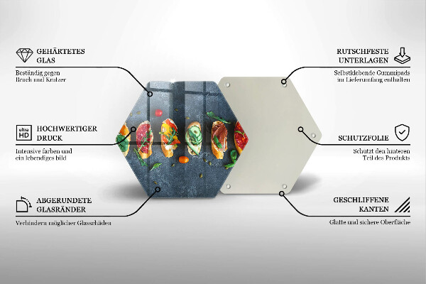 Tocător sticlă Sandvișuri colorate