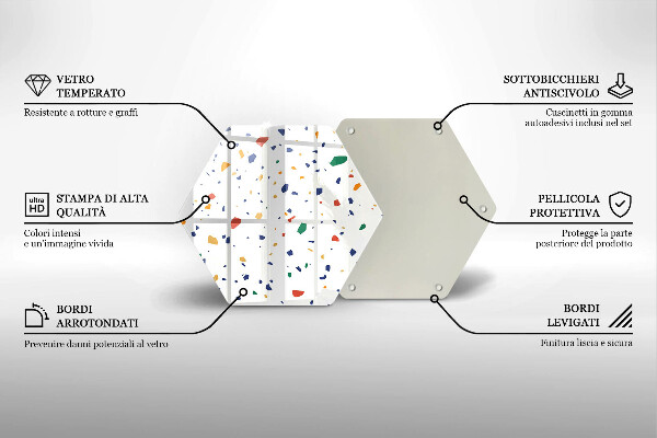 Tocător sticlă Gresie colorata