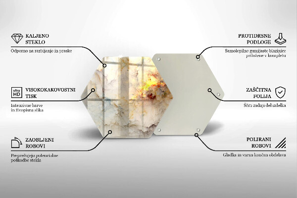 Tocător sticlă Textura de marmură cu aur
