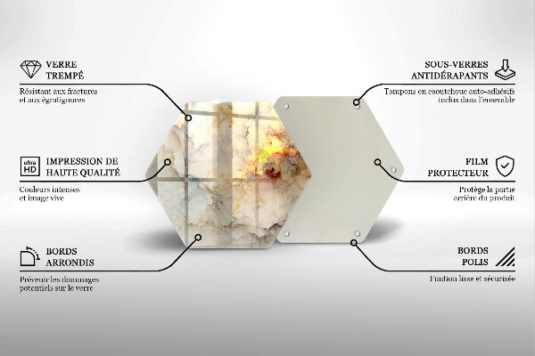 Tocător sticlă Textura de marmură cu aur