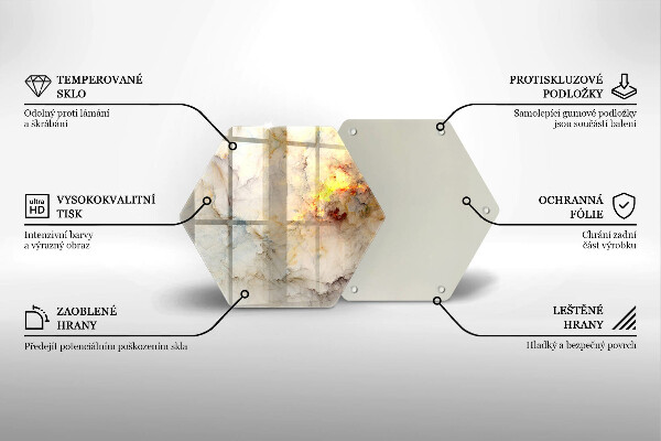 Tocător sticlă Textura de marmură cu aur