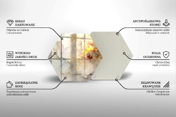 Tocător sticlă Textura de marmură cu aur