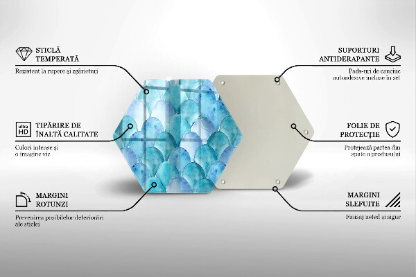 Tocător sticlă Solzi de acuarelă