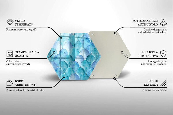 Tocător sticlă Solzi de acuarelă