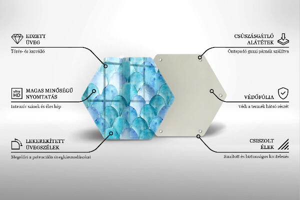 Tocător sticlă Solzi de acuarelă