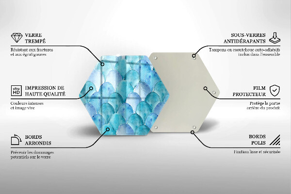 Tocător sticlă Solzi de acuarelă
