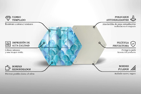 Tocător sticlă Solzi de acuarelă