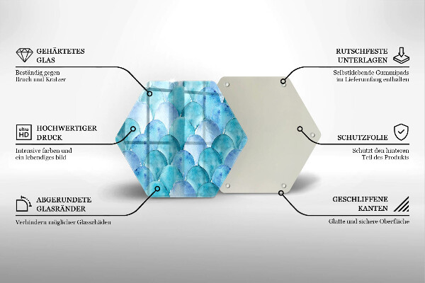 Tocător sticlă Solzi de acuarelă