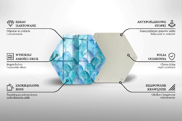 Tocător sticlă Solzi de acuarelă