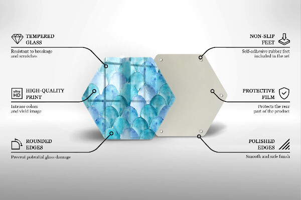 Tocător sticlă Solzi de acuarelă