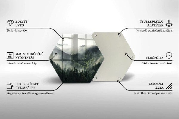 Tocător sticlă Peisaj de pădure și ceață