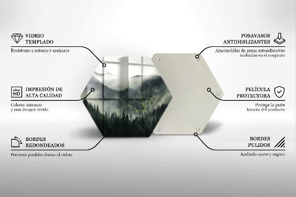 Tocător sticlă Peisaj de pădure și ceață