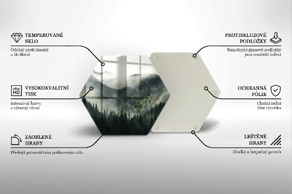 Tocător sticlă Peisaj de pădure și ceață