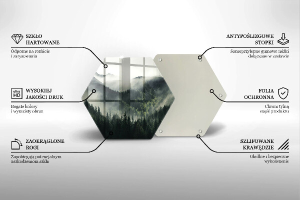 Tocător sticlă Peisaj de pădure și ceață