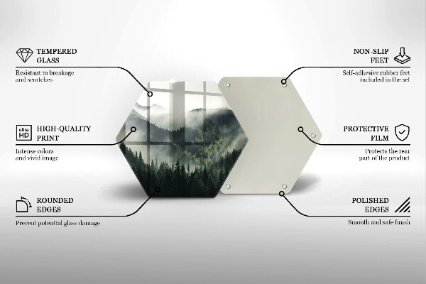 Tocător sticlă Peisaj de pădure și ceață