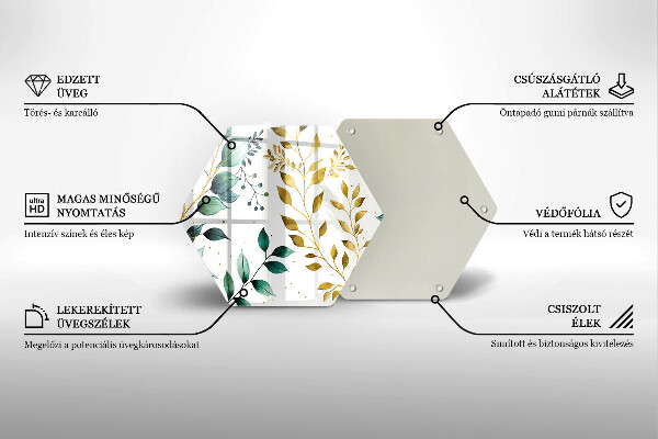 Tocător sticlă Frunze verzi și aurii