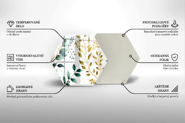 Tocător sticlă Frunze verzi și aurii