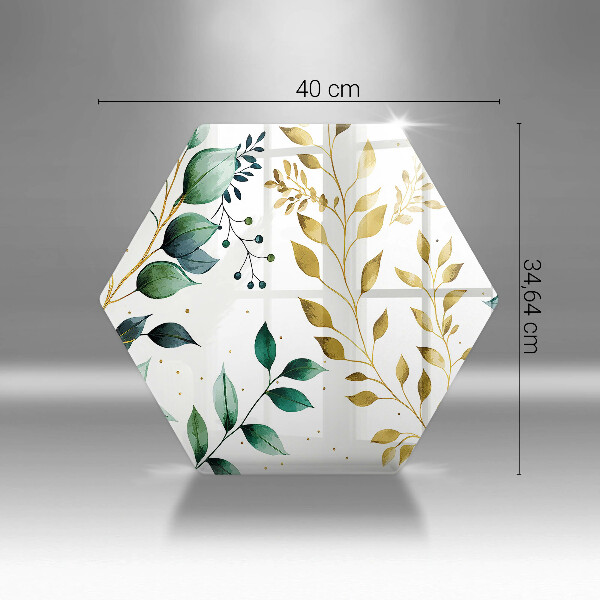 Tocător sticlă Frunze verzi și aurii