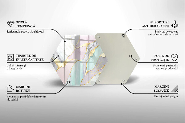 Tocător sticlă Marmură pastel