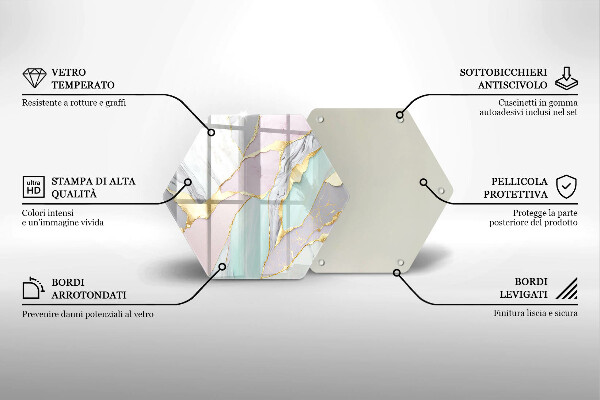 Tocător sticlă Marmură pastel
