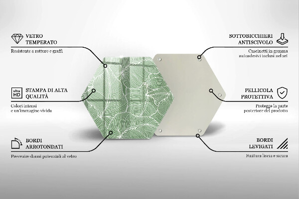 Tocător sticlă Frunze liniare
