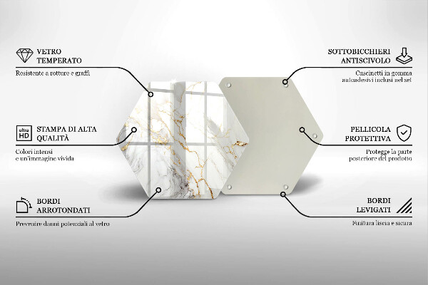 Tocător sticlă Marmură ușoară cu aur