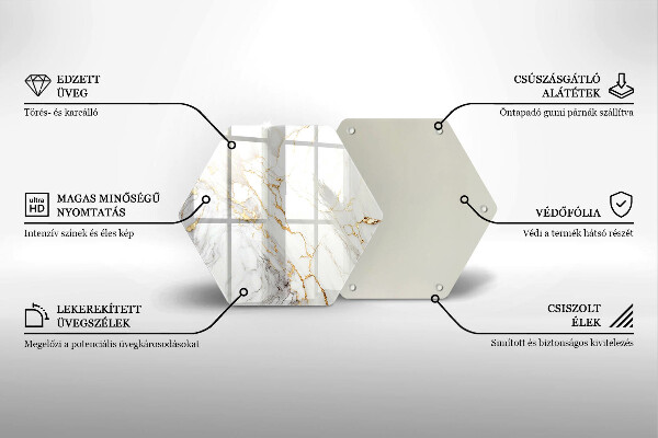 Tocător sticlă Marmură ușoară cu aur