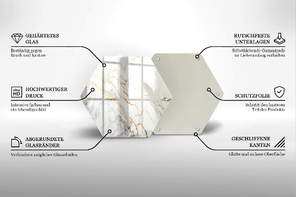 Tocător sticlă Marmură ușoară cu aur