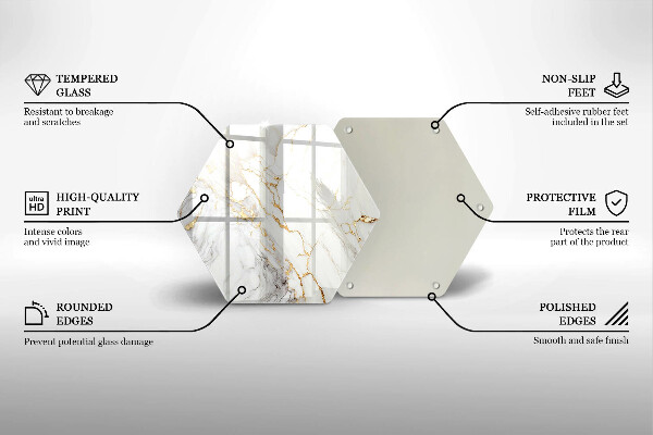 Tocător sticlă Marmură ușoară cu aur