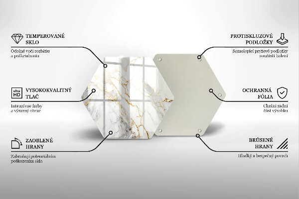 Tocător sticlă Marmură ușoară cu aur