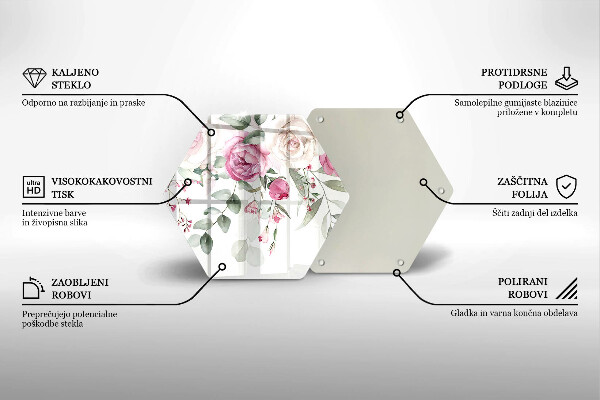 Tocător sticlă Trandafiri acuarela