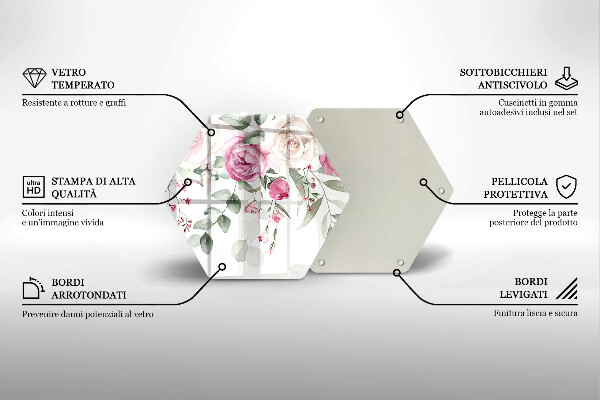 Tocător sticlă Trandafiri acuarela