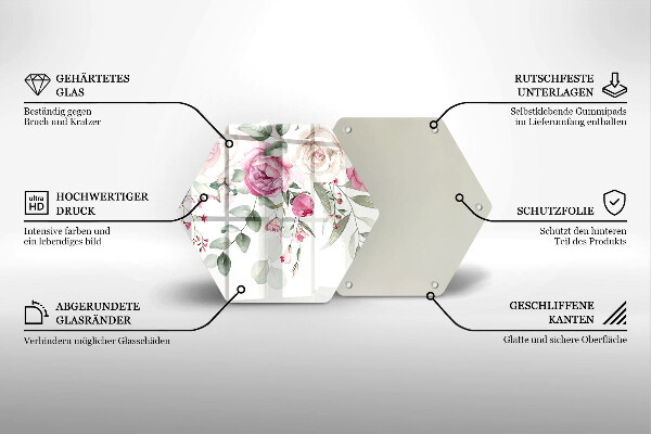 Tocător sticlă Trandafiri acuarela