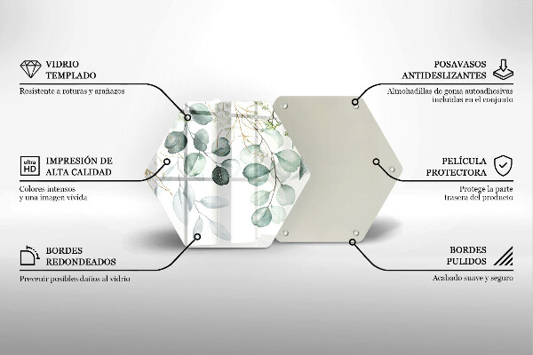 Tocător sticlă Plante pictate