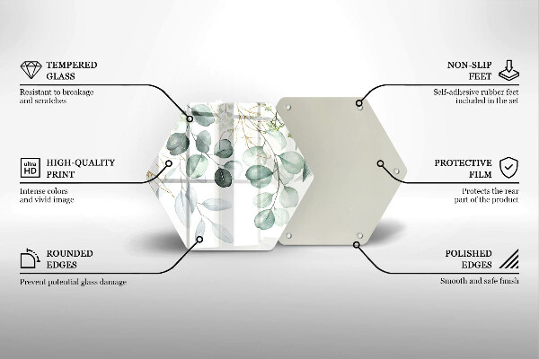 Tocător sticlă Plante pictate
