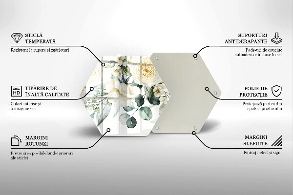 Tocător sticlă Acuarelă flori