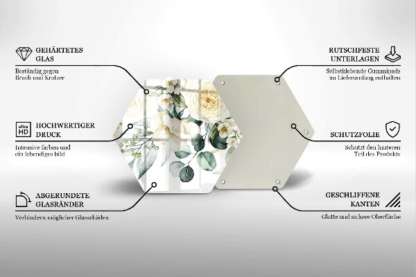 Tocător sticlă Acuarelă flori