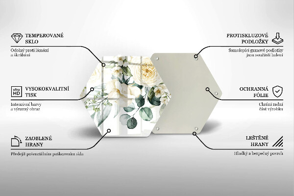 Tocător sticlă Acuarelă flori