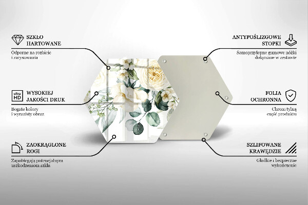 Tocător sticlă Acuarelă flori