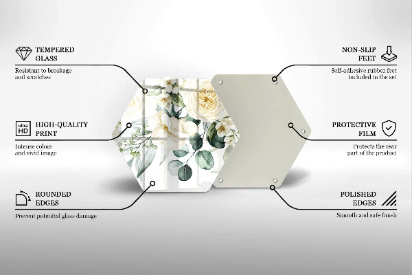 Tocător sticlă Acuarelă flori