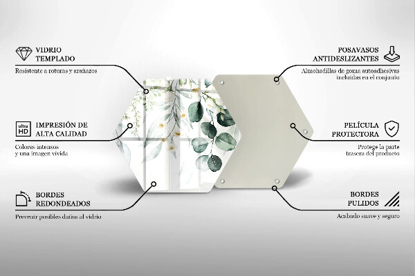 Tocător sticlă Plante acuarela