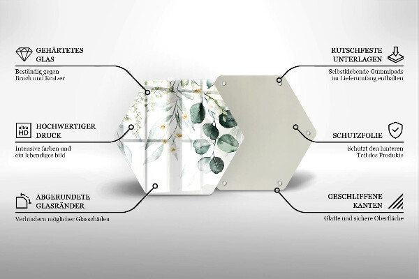 Tocător sticlă Plante acuarela