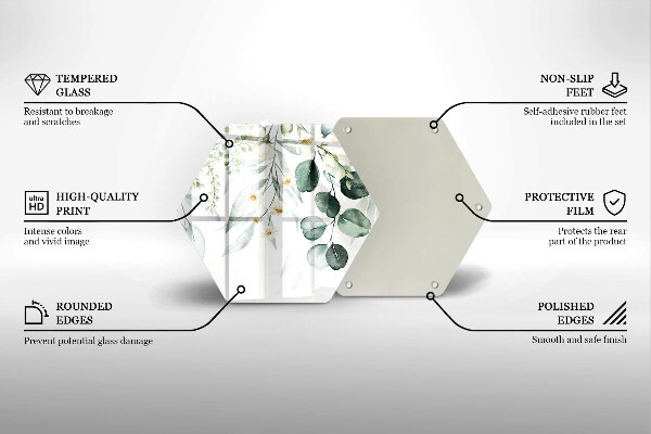 Tocător sticlă Plante acuarela