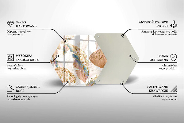 Tocător sticlă Pene și frunze Boho